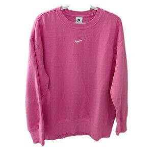 Nike Sweatshirt Womens Medium Oversized Pink Crewneck Sweater Center Swoosh